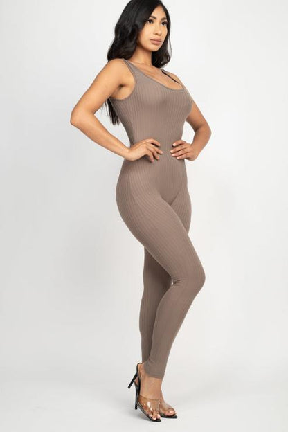 Ribbed Scoop Neck Bodycon Jumpsuit - Wholesale Capella Apparel