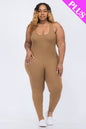 Plus Ribbed Scoop Neck Bodycon Jumpsuit (CAPELLA) - Capella Apparel