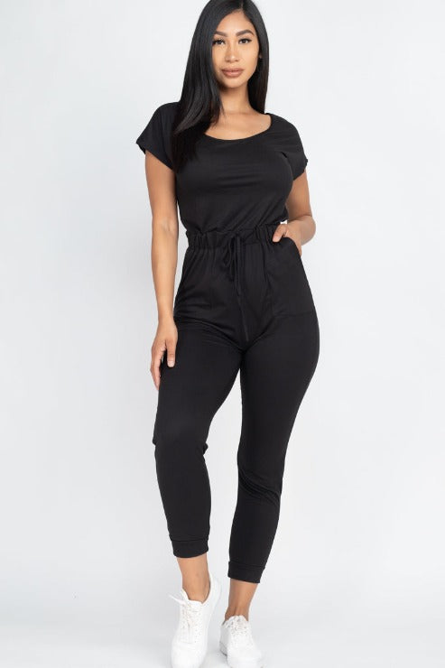 Two-way Shoulder Drawstring Jumpsuit - Wholesale Capella Apparel