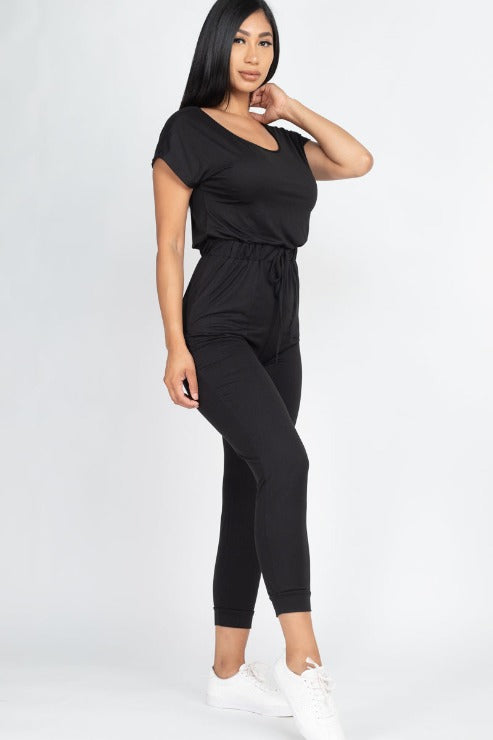 Two-way Shoulder Drawstring Jumpsuit - Wholesale Capella Apparel