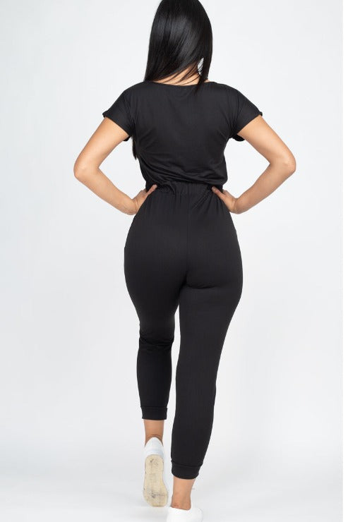 Two-way Shoulder Drawstring Jumpsuit - Wholesale Capella Apparel