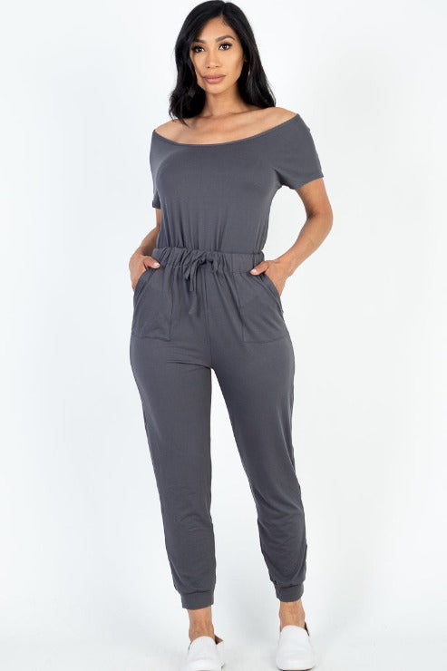 Two-way Shoulder Drawstring Jumpsuit - Wholesale Capella Apparel