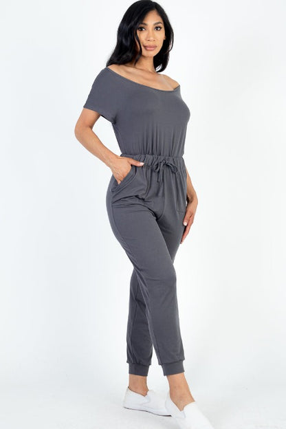 Two-way Shoulder Drawstring Jumpsuit - Wholesale Capella Apparel