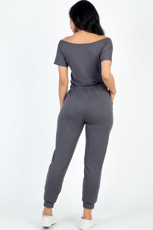 Two-way Shoulder Drawstring Jumpsuit - Wholesale Capella Apparel