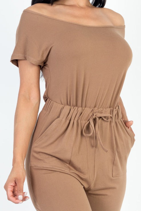 Two-way Shoulder Drawstring Jumpsuit - Wholesale Capella Apparel
