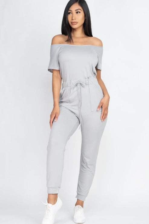 Two-way Shoulder Drawstring Jumpsuit - Wholesale Capella Apparel