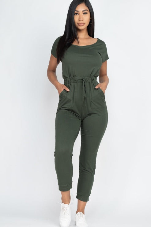 Two-way Shoulder Drawstring Jumpsuit - Wholesale Capella Apparel