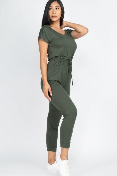 Two-way Shoulder Drawstring Jumpsuit - Wholesale Capella Apparel