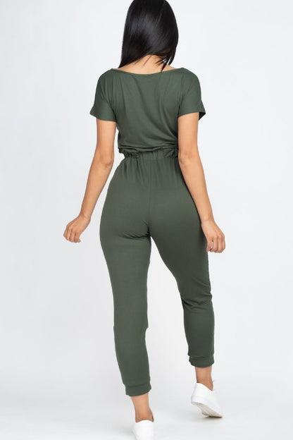 Two-way Shoulder Drawstring Jumpsuit - Wholesale Capella Apparel