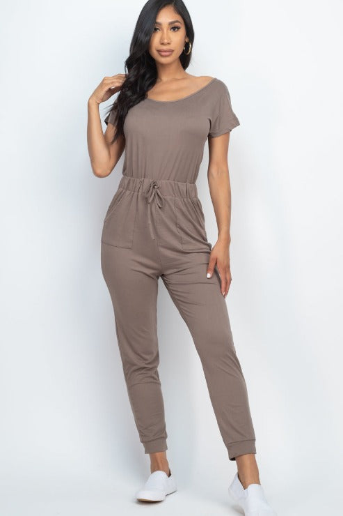 Two-way Shoulder Drawstring Jumpsuit - Wholesale Capella Apparel