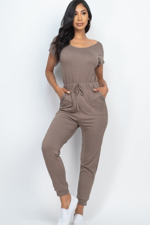 Two-way Shoulder Drawstring Jumpsuit - Wholesale Capella Apparel