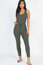 Ribbed Sleeveless Drawstring Jumpsuit - Wholesale Capella Apparel