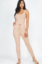 Ribbed Sleeveless Drawstring Jumpsuit - Wholesale Capella Apparel