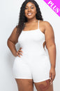 Plus Size Ribbed Sleeveless Back Cutout Bodycon Romper - Capella Apparel Wholesale