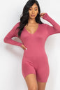 V-Neck Long Sleeve Bodycon Romper - Capella Apparel