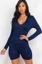 V-Neck Long Sleeve Bodycon Romper - Capella Apparel