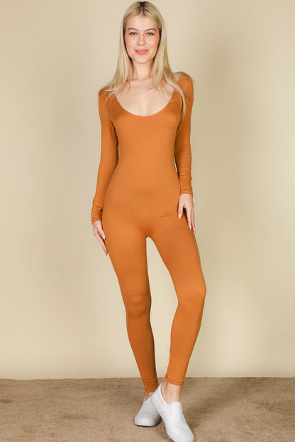 Scoop Neck Long Sleeve Bodycon Jumpsuit (CAPELLA) - Capella Apparel