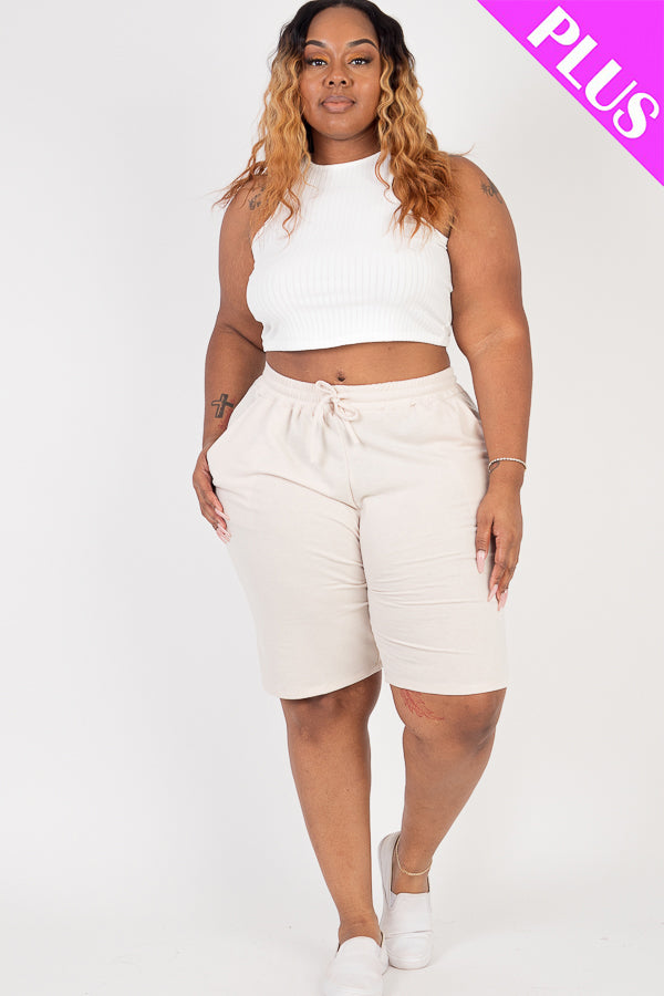 Plus Size French Terry Bermuda Shorts - Capella Apparel