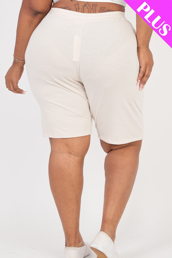 Plus Size French Terry Bermuda Shorts (CAPELLA) - Capella Apparel