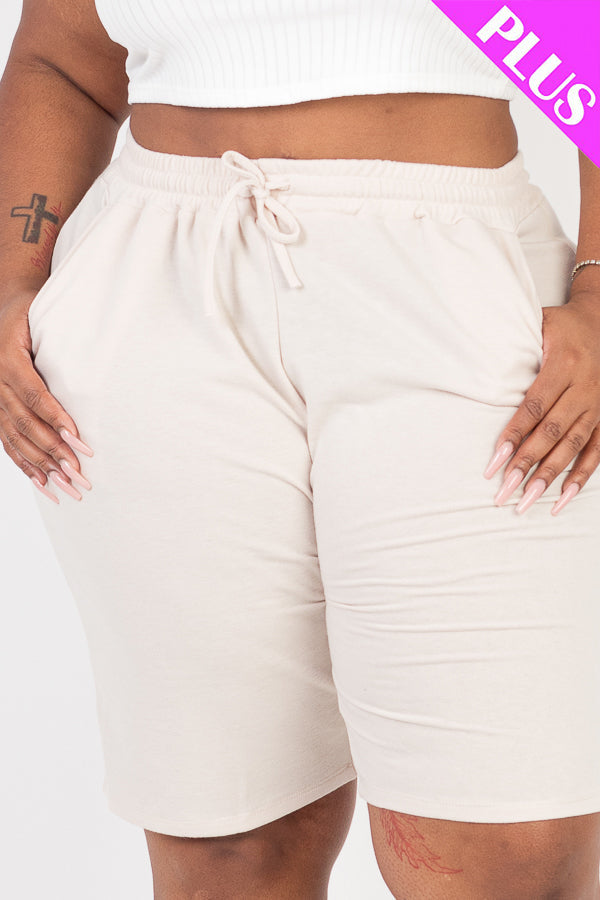 Plus Size French Terry Bermuda Shorts (CAPELLA) - Capella Apparel