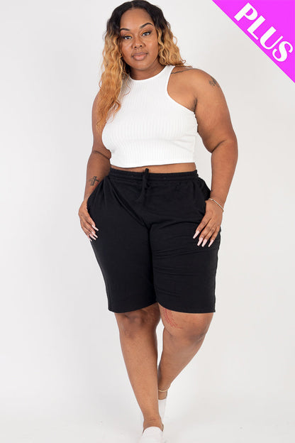 Plus Size French Terry Bermuda Shorts (CAPELLA) - Capella Apparel