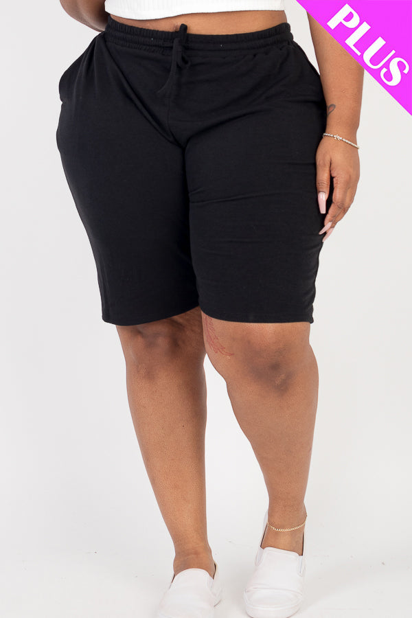 Plus Size French Terry Bermuda Shorts (CAPELLA) - Capella Apparel