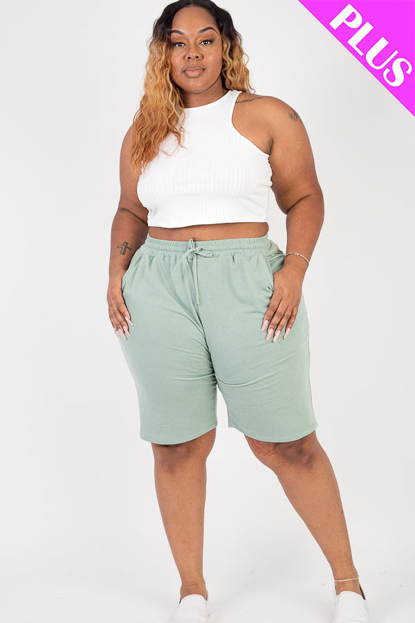 Plus Size French Terry Bermuda Shorts (CAPELLA) - Capella Apparel