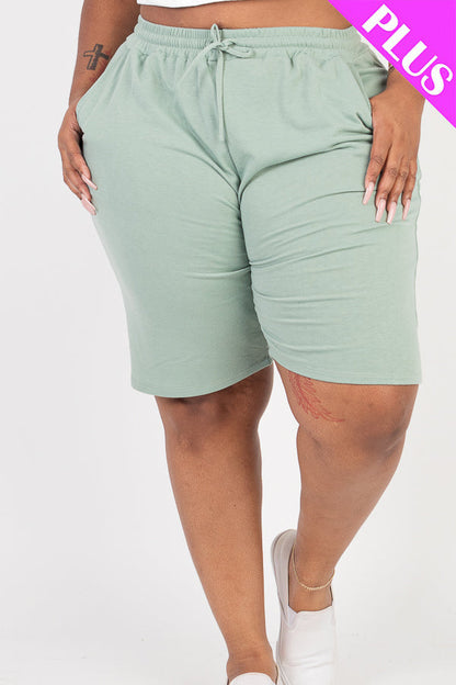 Plus Size French Terry Bermuda Shorts (CAPELLA) - Capella Apparel