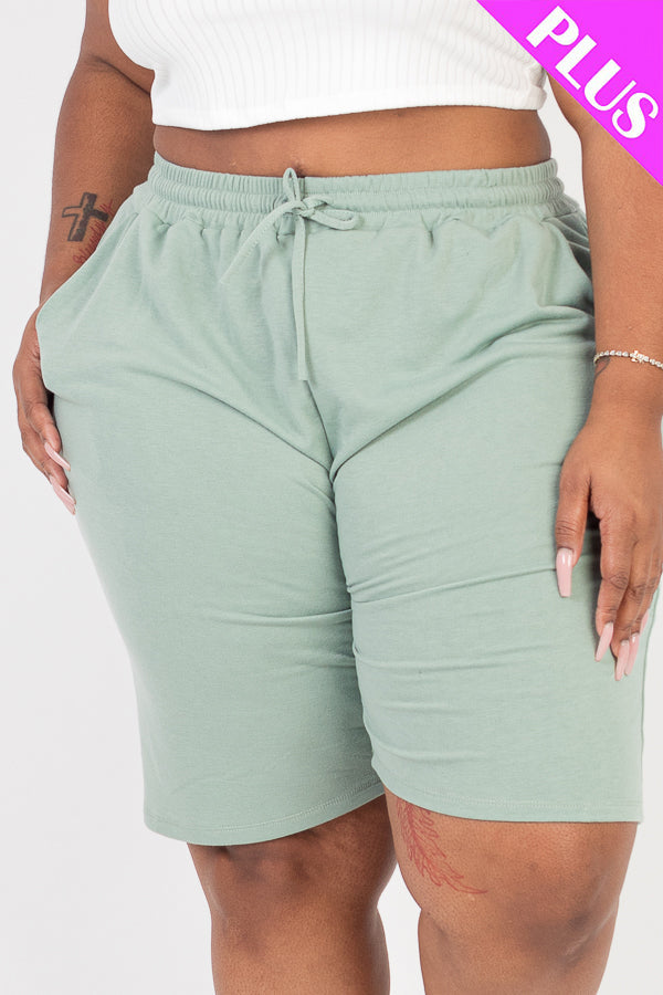 Plus Size French Terry Bermuda Shorts (CAPELLA) - Capella Apparel