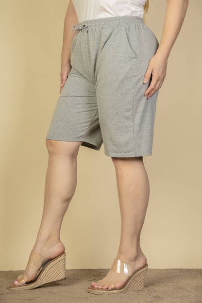 Plus Size French Terry Bermuda Shorts (CAPELLA) - Capella Apparel