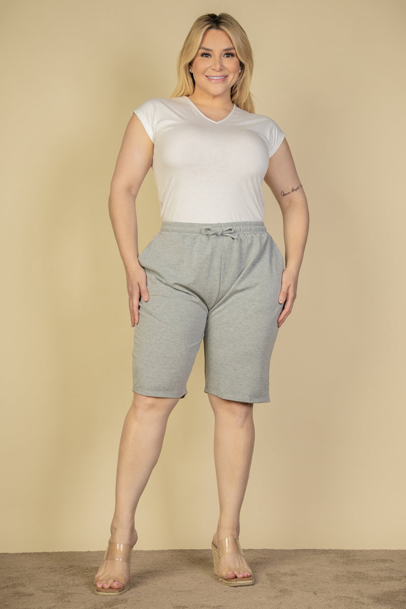 Plus Size French Terry Bermuda Shorts (CAPELLA) - Capella Apparel