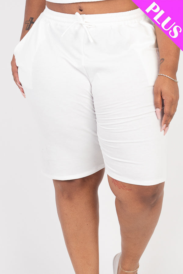 Plus Size French Terry Bermuda Shorts (CAPELLA) - Capella Apparel