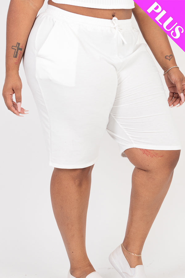 Plus Size French Terry Bermuda Shorts (CAPELLA) - Capella Apparel