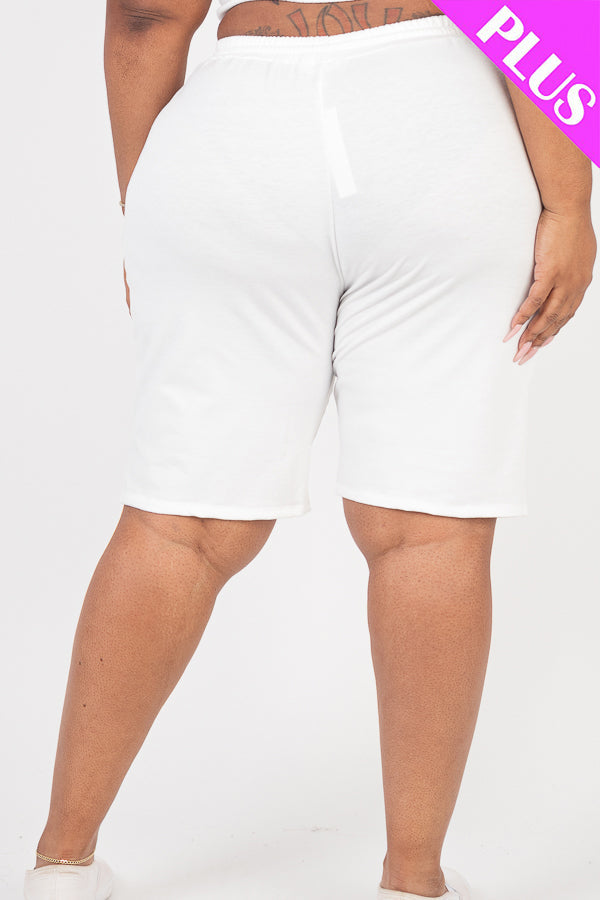 Plus Size French Terry Bermuda Shorts (CAPELLA) - Capella Apparel