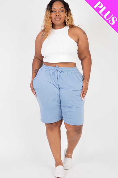 Plus Size French Terry Bermuda Shorts - Capella Apparel