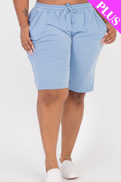 Plus Size French Terry Bermuda Shorts (CAPELLA) - Capella Apparel
