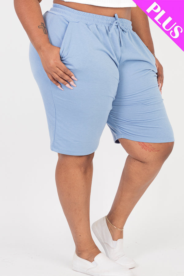Plus Size French Terry Bermuda Shorts (CAPELLA) - Capella Apparel