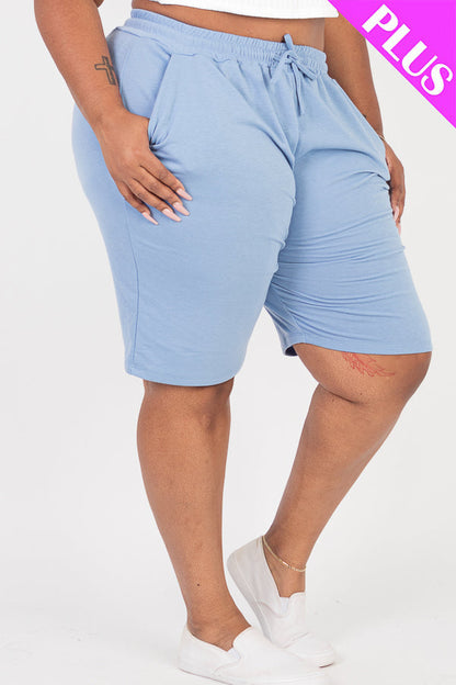 Plus Size French Terry Bermuda Shorts (CAPELLA) - Capella Apparel