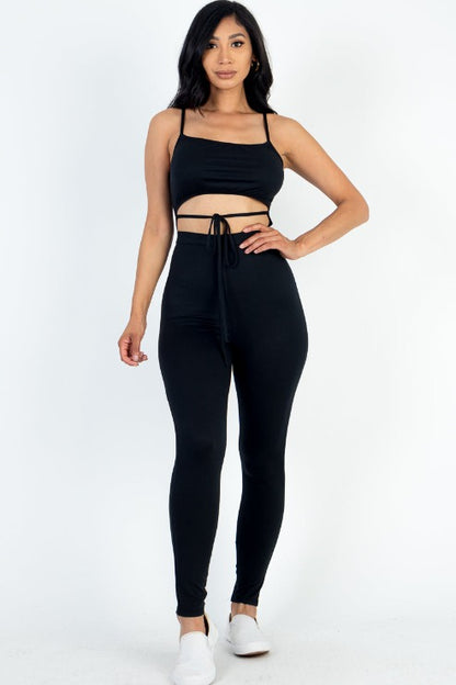 Solid Tie Front Cut Out Jumpsuit - Capella Apparel