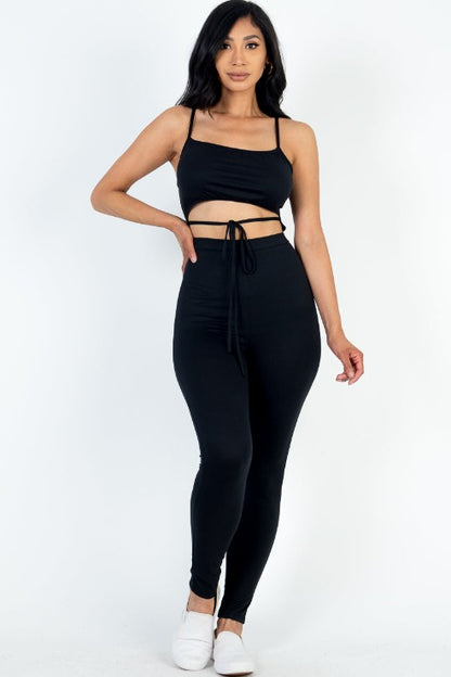 Solid Tie Front Cut Out Jumpsuit - Capella Apparel