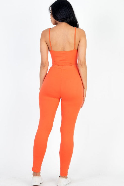 Solid Tie Front Cut Out Jumpsuit - Capella Apparel