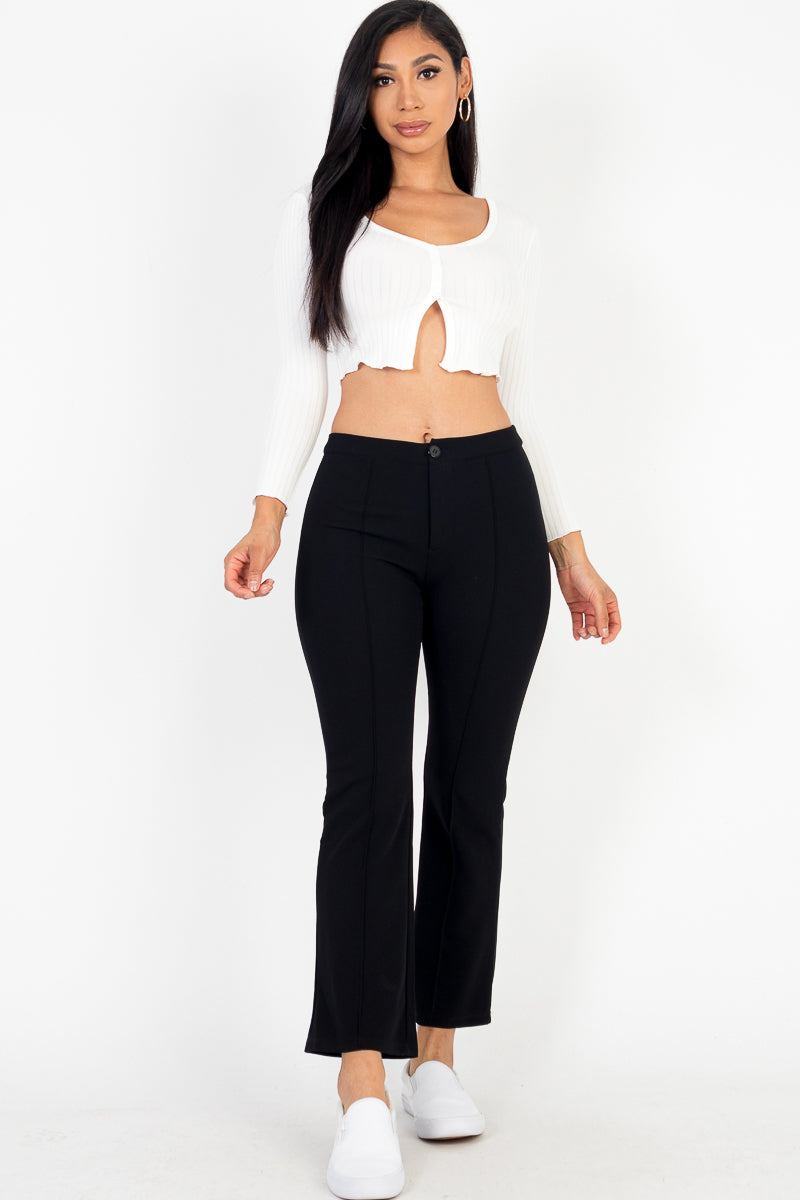 High Waist Knit Flare Pants - Capella Apparel