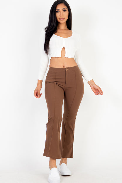 High Waist Knit Flare Pants - Capella Apparel