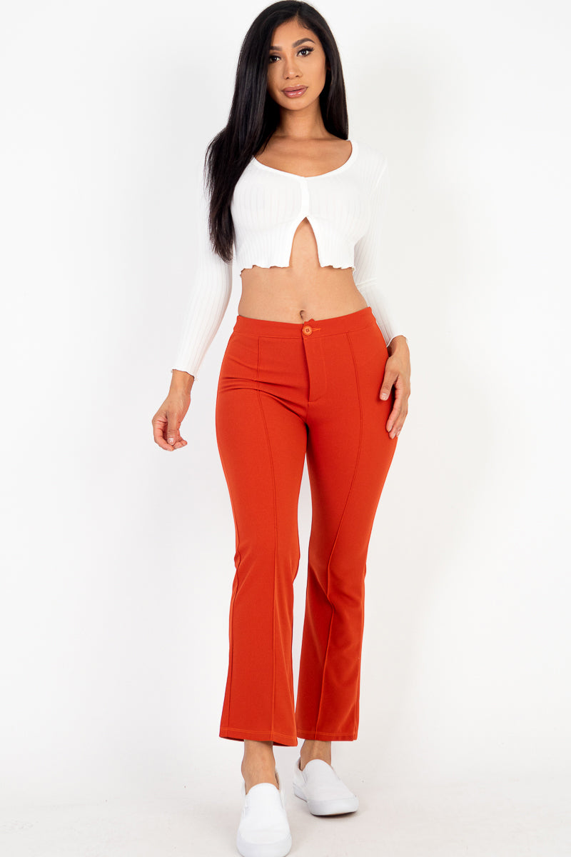 High Waist Knit Flare Pants - Capella Apparel