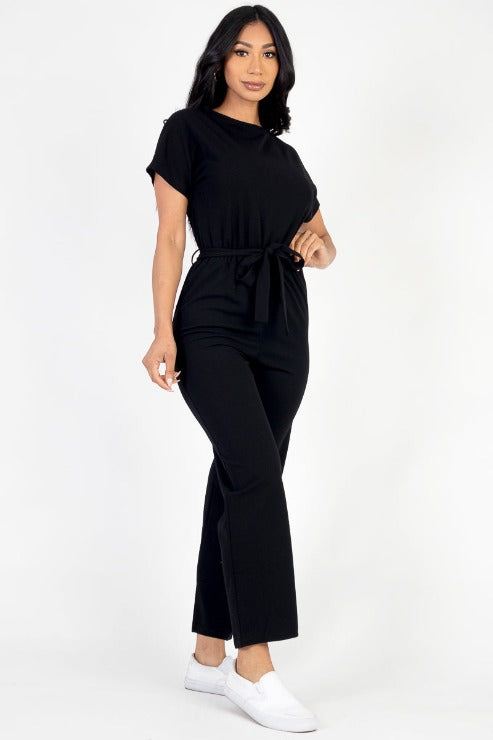 Tie Waist Relaxed Jumpsuit - Capella Apparel