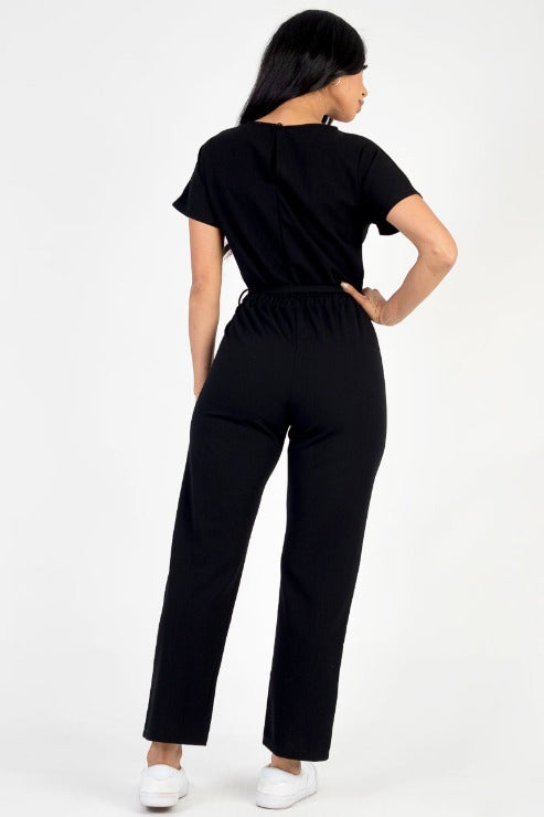 Tie Waist Relaxed Jumpsuit - Capella Apparel