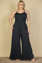 Plus Size Button Front Wide Leg Jumpsuit (CAPELLA) - Capella Apparel