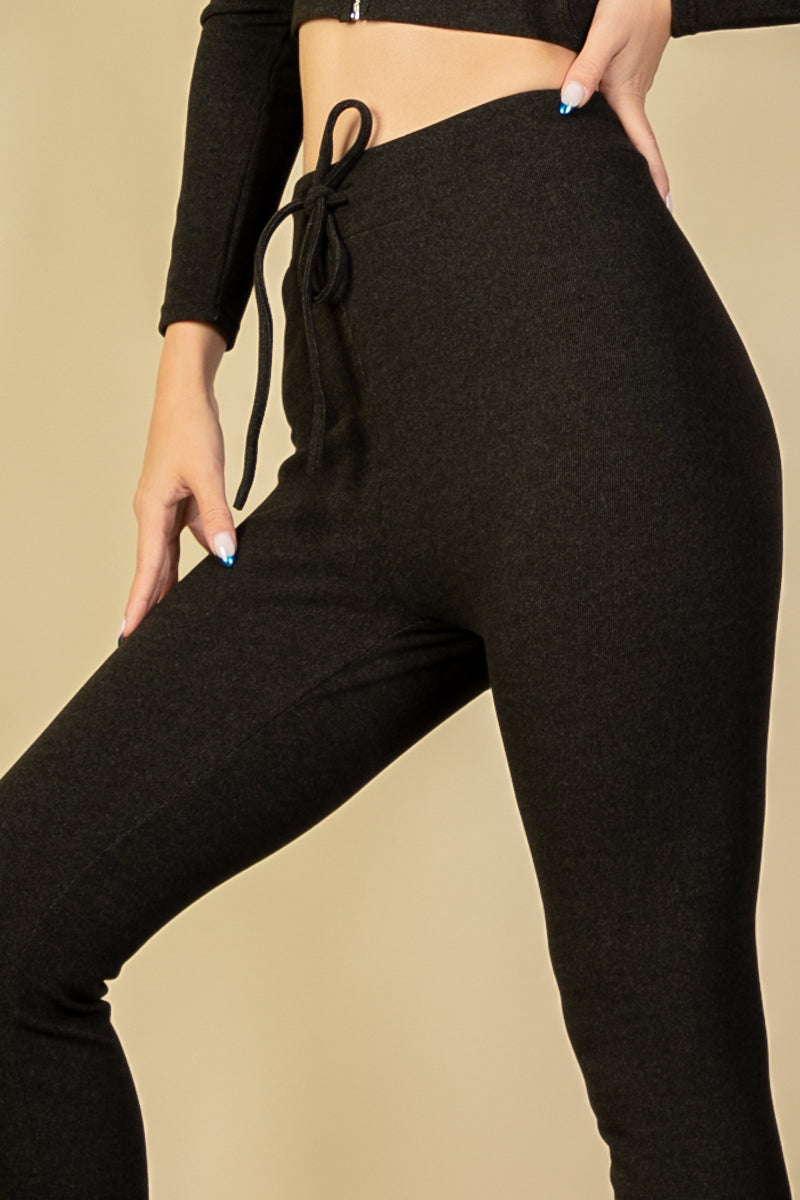 Ribbed Tie Front Leggings (CAPELLA) - Capella Apparel