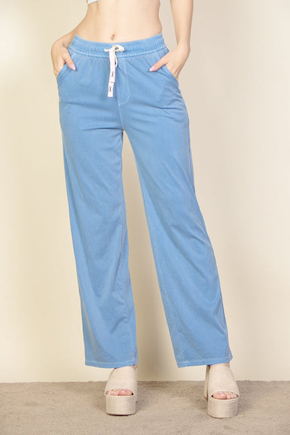 Knit Twill Drawstring Side Pocket Pants (CAPELLA) - Capella Apparel