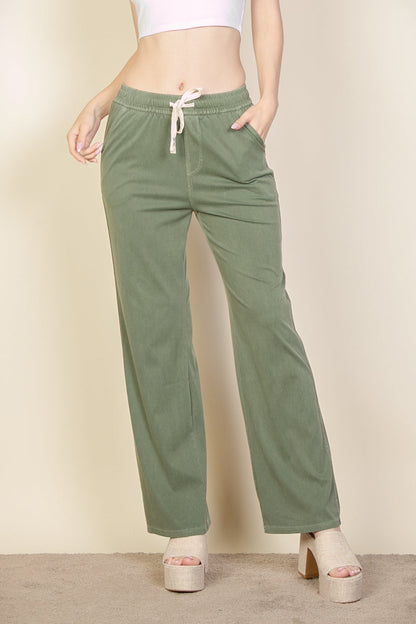 Knit Twill Drawstring Side Pocket Pants (CAPELLA) - Capella Apparel